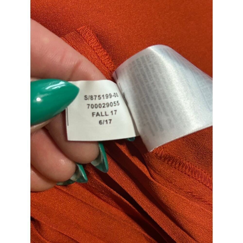 Banana Republic Olivia Palermo Burnt Orange Pleated Midi Wrap Satin Skirt Sz 14 - Picture 9 of 9